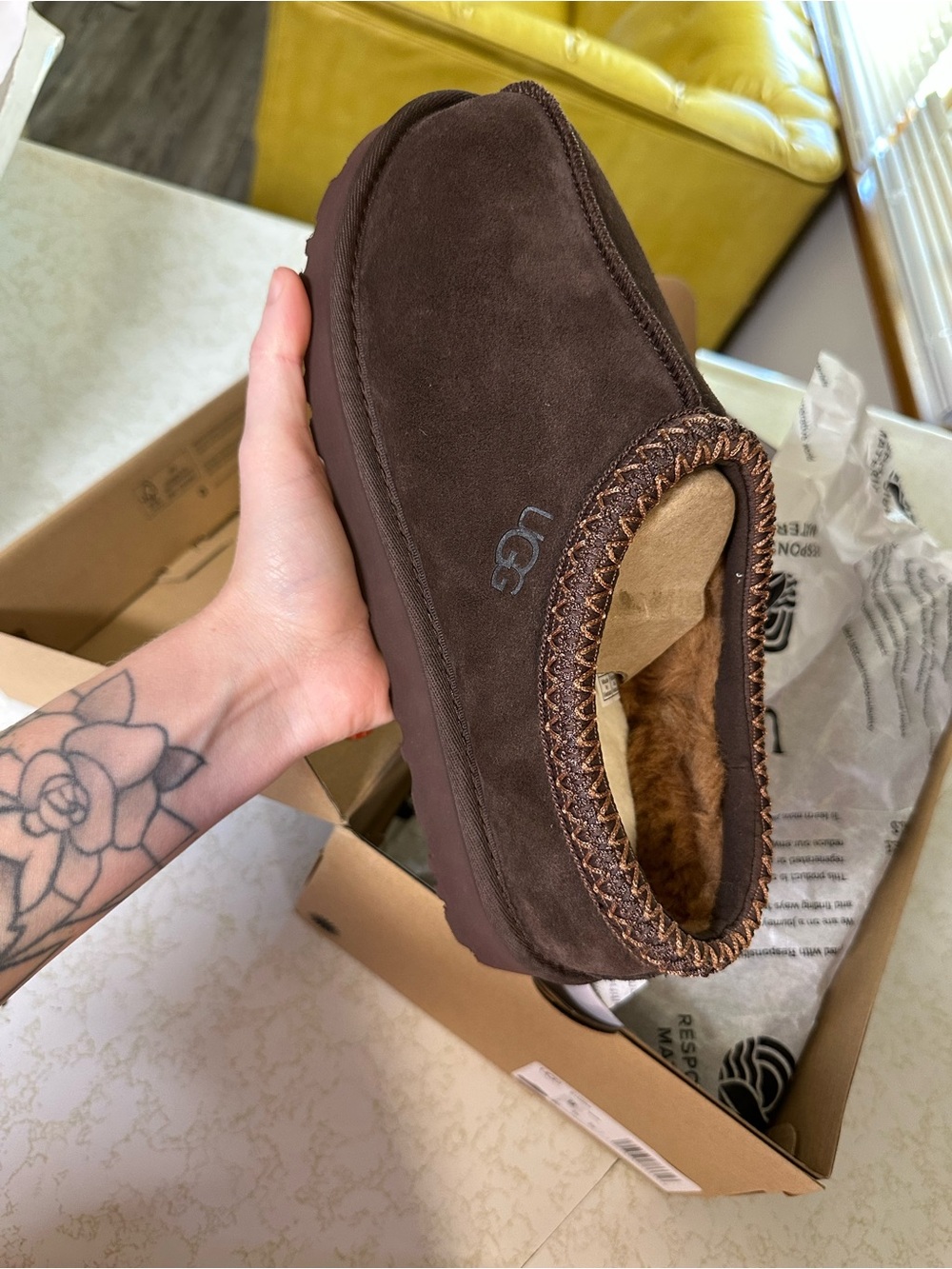 UGG Brown Suede Cozy Slip-On Shoe